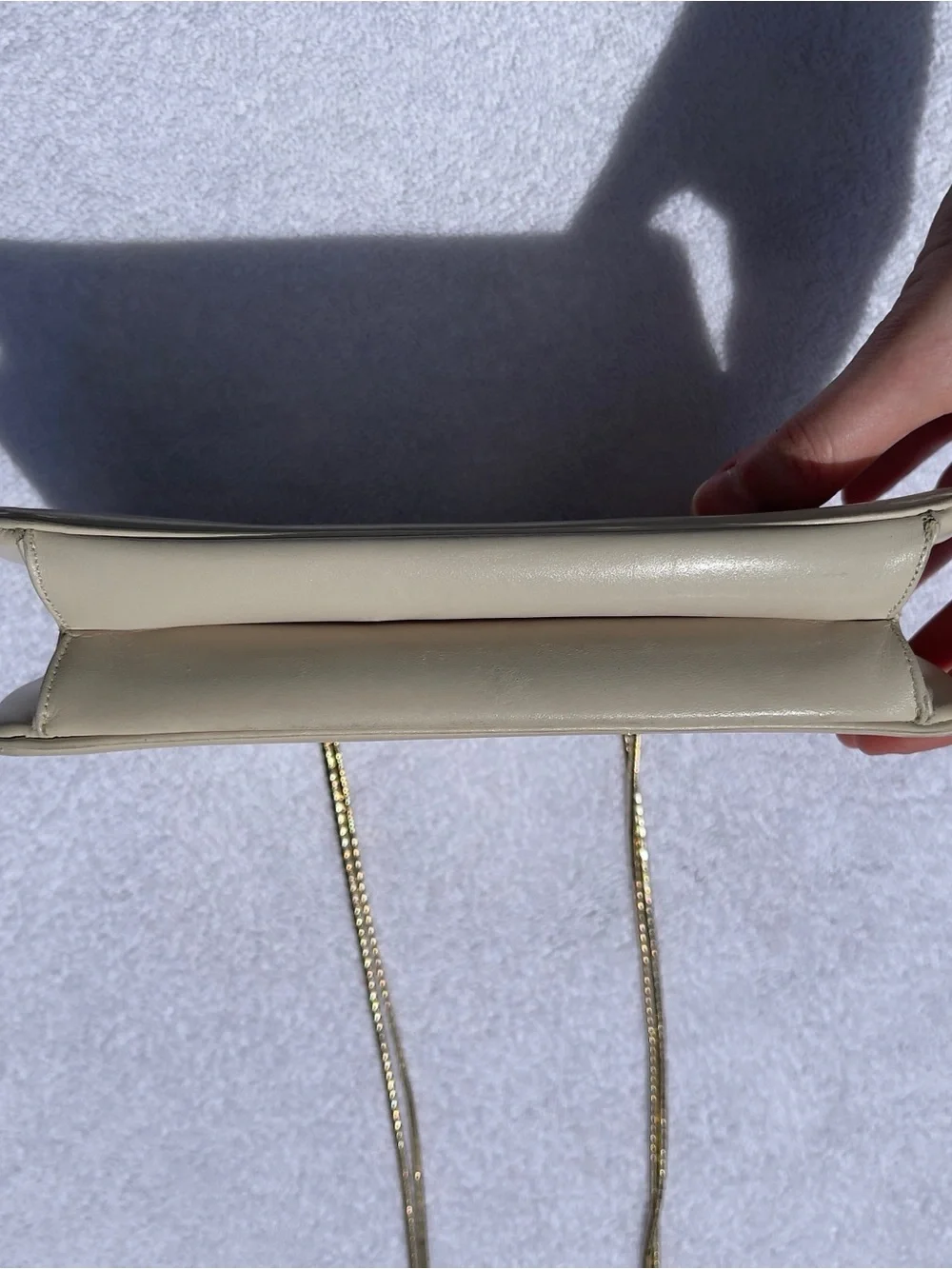 Judith Leiber Vintage Cream Leather Gold-tone Hardware Shoulder Clutch Purse